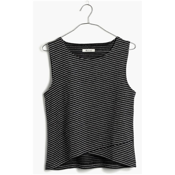 MADEWELL Striped Crossover Grey Black Tank Top - Picture 2 of 5